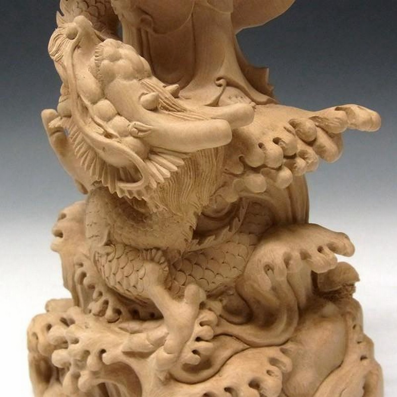 超稀少品 龍頭観音像 手彫り彫刻家 一点物！