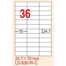 【龍德】LD-830(直角) 平光防水高解析噴墨標籤 24.7x70mm 20大張/包