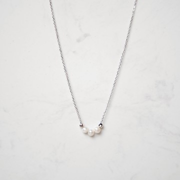 【Isha Jewelry】三珍珠純銀項鍊 | 天然珍珠 | 輕奢。百搭鎖骨鍊