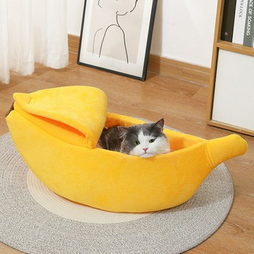 新款创意卡通狗窝猫窝四季通用冬季保暖可洗宠物香蕉窝pd6102