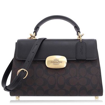 COACH 經典 PVC / ELIZA 中款 / 斜背 兩用包_深咖