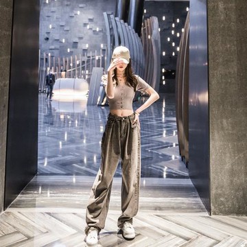 牛仔褲女直筒寬松潮泫雅風褲子2021新款顯瘦牛仔拖地褲女士闊腿褲