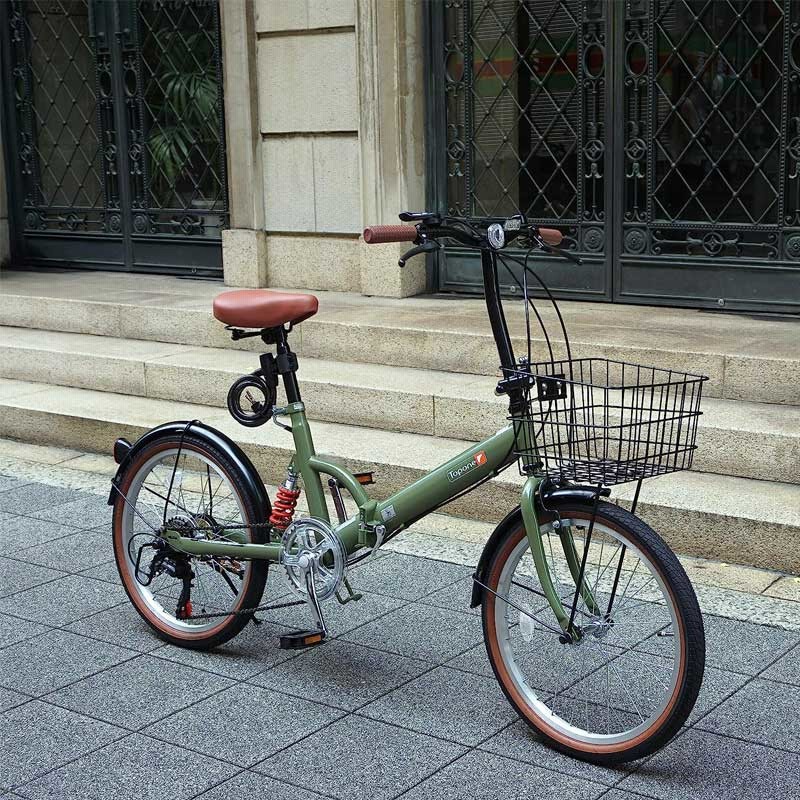 Topone[トップワン]20吋 折り畳み自転車 6段変速/レッドブラウン