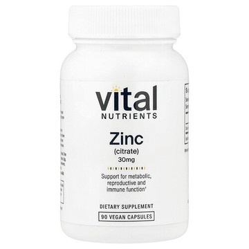 Vital Nutrients, 檸檬酸鋅，30 毫克，90 粒全素膠囊