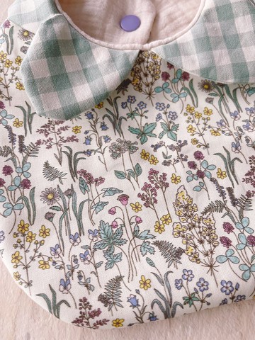 遍地開花的美好     手工純棉六層紗蝴蝶領圍兜/可雙面用