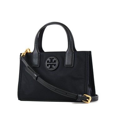 TORY BURCH 皮革標尼龍手提斜背二用包-黑色迷你款