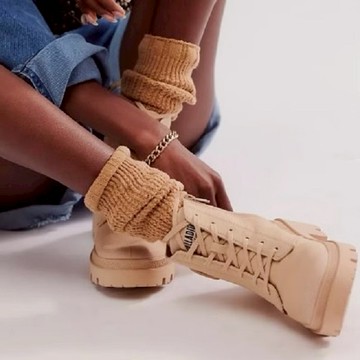 PALLADIUM PALLABASE TWILL拉鍊美腿靴 女款 卡其 96907-235 - 6 (23cm)