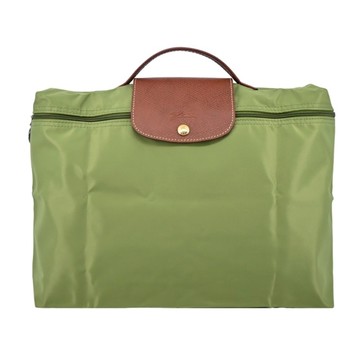 LONGCHAMP LE PLIAGE系列再生尼龍手提公事包(小/苔蘚綠)2182-089-P77