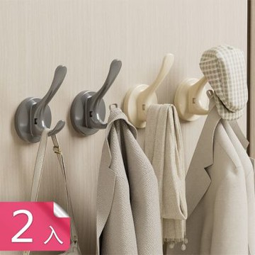 【荷生活】可水洗重複利用吸盤式衣帽掛勾 壁掛式靈活拆裝不留膠雙勾掛勾-2入組