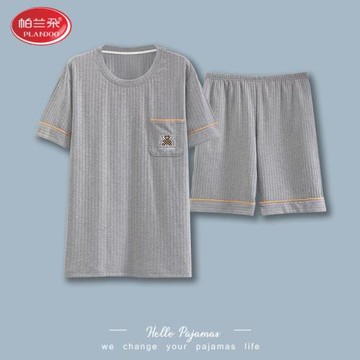 浪莎莫代爾短袖短褲夏天男睡衣