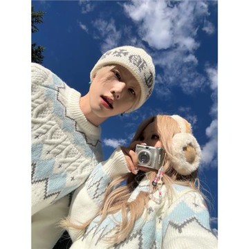 費爾島復古套頭毛男女情侶秋冬慵懶北歐風軟糯寬松圣誕針織衫上衣