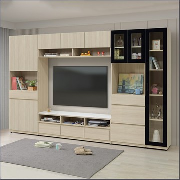 10.4 尺 / 2.3尺 / 1.1尺/ 2尺系統式組合電視牆 電視櫃 收納櫃 展示櫃 【163A35801】Leader傢居館163-N352+N354+N355+N356+ N357+N356岩板