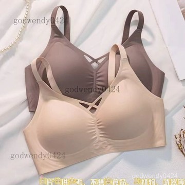 無痕一體式固定杯文胸果凍乳膠舒適透氣聚攏不跑杯裸感秋冬內衣女 超包覆 寬肩帶後扣 無痕內衣 軟支撐 內衣女內褲 運動內衣