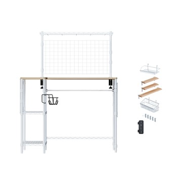【dayneeds】極致收納旗艦書桌-全套組(方格款) 多款可選白色-左凸