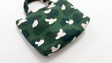 小鳥禮物【小方包】白鳥森林綠-簡約外出包-散步包-手提袋-手作