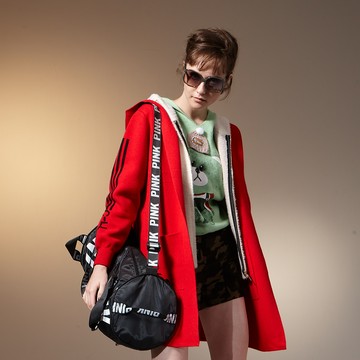 CLL巧玲瓏  動感白織帶連帽針織長外套 6967603