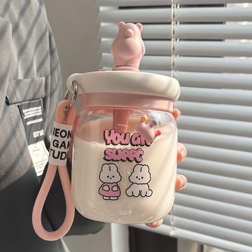 台灣發貨🔸吸管杯✅兒童攪拌杯 夏季可愛塑料杯 女生高顏值水杯 便攜防漏杯 大容量運動水壺