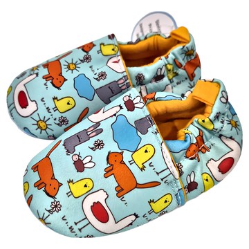 FARANDOLE 法紅荳 手工防滑嬰兒學步鞋 精梳棉+PVC材質 13cm  田園生活 綠色