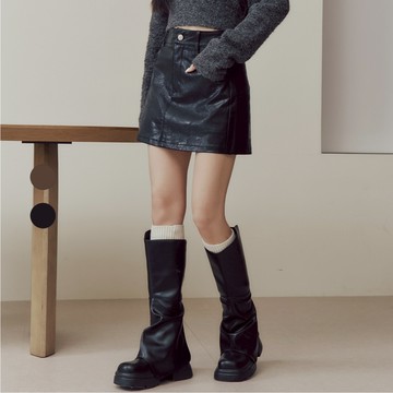 50% Fifty Percent｜質感仿皮革迷你裙｜02562560001