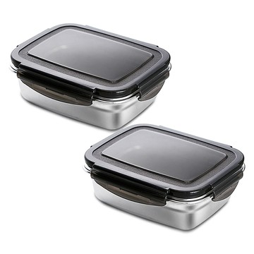 Casabeni 卡薩貝尼 無研磨劑不鏽鋼食物保鮮盒 850ml 2入  2個
