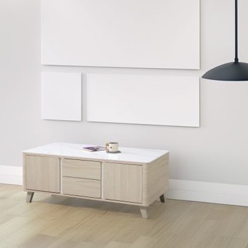 文創集 利奇亞4.3尺岩板四抽大茶几-130x70x52cm免組