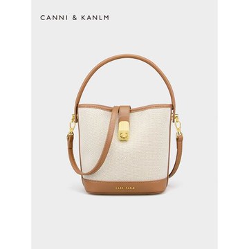 CANNI&KANLM高級感mini帆布撞色小水桶包女2025時尚新款潮斜挎包