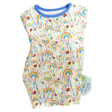 Piccalilly 皮卡儷儷 有機棉嬰幼兒睡衣居家服  2~3歲  太陽雨 白色 + 藍色