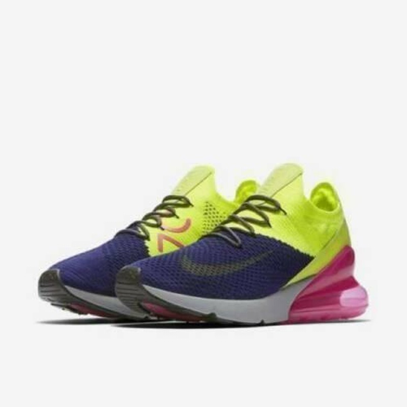 NIKE 270 Air Max Flyknit AO1023 501 Purple Yellow Pink LINE