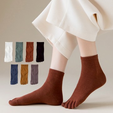 NicoFun 愛定做 2雙 純色短筒五趾襪 五指襪 分趾襪 腳趾襪 棉襪 運動襪(女襪22.5~25cm)