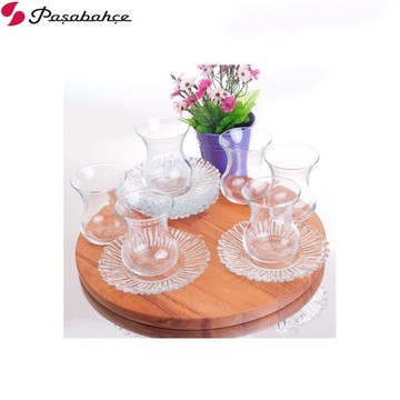 【Pasabahce】奧蘿菈紅茶杯盤六入組 145mL 145cc 花茶杯 花茶盤 玻璃茶杯 玻璃盤 點心盤 下午茶