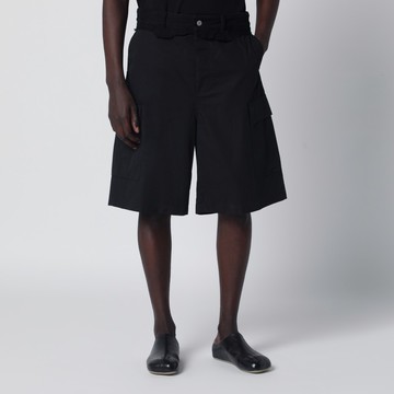 Black wool-blend cargo bermuda shorts