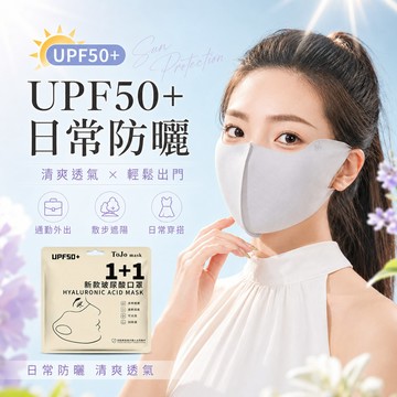 新款玻尿酸防曬口罩 UPF50+ 保濕防晒護眼角玻尿酸面膜口罩 素顔神器高颜值冰絲涼感可水洗面罩親膚透氣3D立體防護口罩