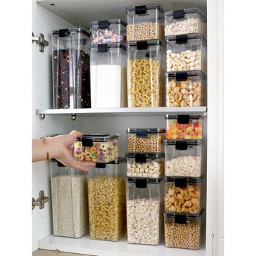 日本透明密封罐食品級塑料家用五谷雜糧收納盒零食干貨食品儲物罐