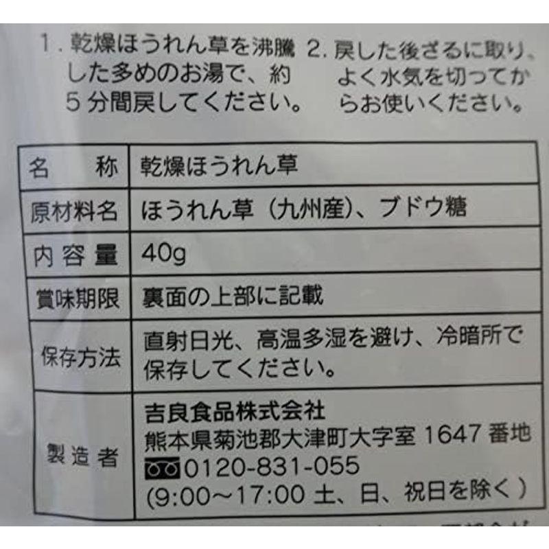 吉良食品 乾燥野菜 九州産ほうれん草 40g×5袋