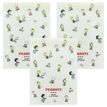 PEANUTS 史努比 日常風L型兩用資料夾 A4  人物款 白色  3個