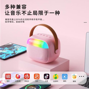 跨境話筒藍牙音箱一體機k歌音響無線麥克風唱歌戶外低音氛圍感