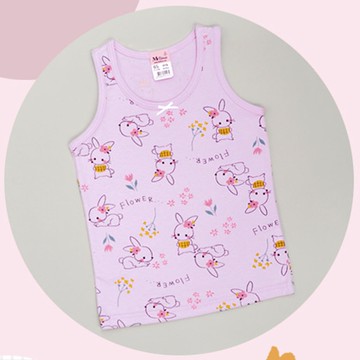 韓國 Mellisse - 純棉小背心(女寶)-粉花小兔