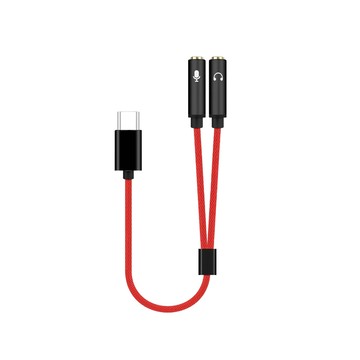 Type-C麥克風音訊轉接線-紅色