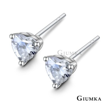 GIUMKA愛心耳環925純銀單鑽耳釘女款 心形切面7MM