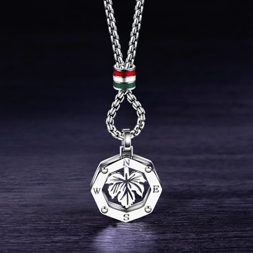 楓葉男士項鏈吊墜潮嘻哈簡約個性裝飾品輕奢小眾鈦鋼潮牌掛墜百搭