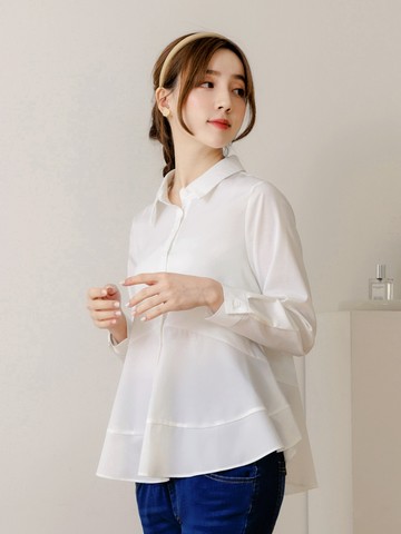 立體散襬開襟孕婦襯衫