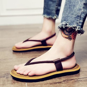 人字拖男夏季個性拖鞋防滑沙灘鞋韓版潮流越南皮涼拖羅馬涼鞋男鞋