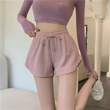 短褲女 高腰a字運動熱褲 健身跑步短褲女 夏薄款寬鬆休閒大碼闊腿褲