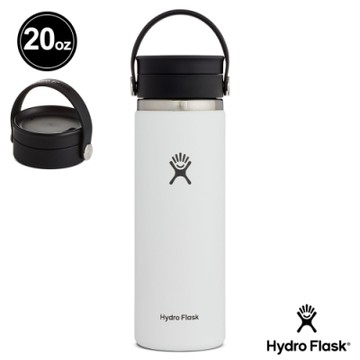 Hydro Flask 官方旗艦 20oz/592ml 寬口旋轉咖啡蓋保溫瓶 經典白
