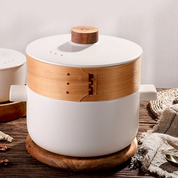 萬土燒 日式養生陶鍋/多功能蒸籠鍋/砂鍋煲湯鍋耐 福木蒸鍋 - 4500ML