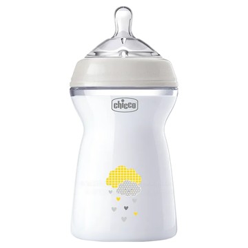Chicco 天然母感2倍防脹PP奶瓶三孔 (快速流量)330ML  灰色  1個