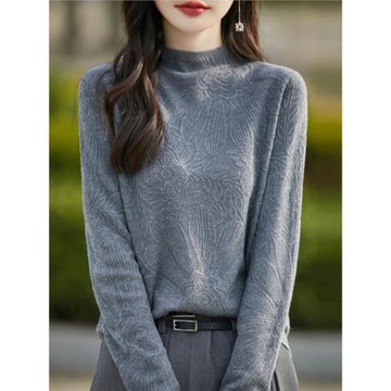 洋氣半高領針織打底衫女寬松2025新款春秋冬套頭毛衣百搭減齡外穿