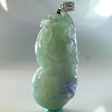 【森茂珠寶】緬甸天然翡翠A貨 春帶彩聚財葫蘆墜子 F1851