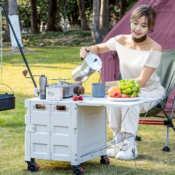 新品上市 【青禾坊】四輪萬向餐車版拉拉車(手推車/露營購物車/手拉車/折疊購物車/拉拉車)