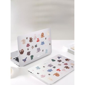 V-SION簡約卡通透彩殼適用蘋果macbookpro保護殼2024款14寸macbook套air13筆記本mac電腦輕薄13寸透明保護套